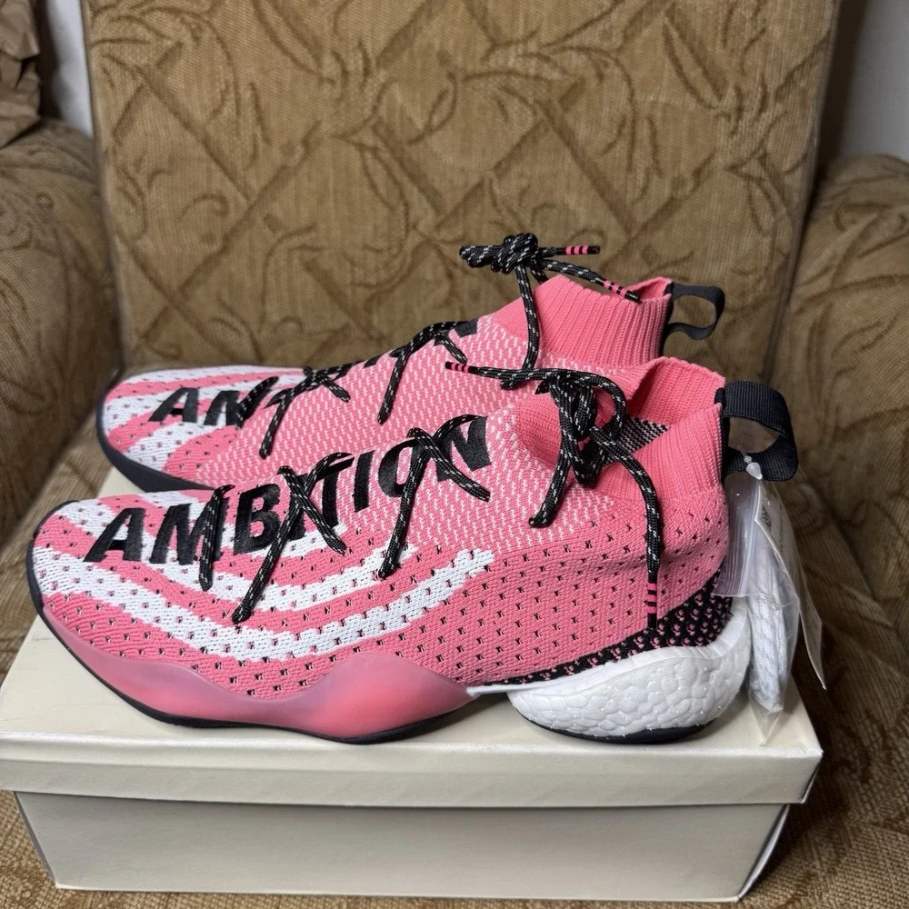 Adidas Pharrell William Crazy BYW LVL X‎ Ambition Sneakers US 10 Pink White Lace